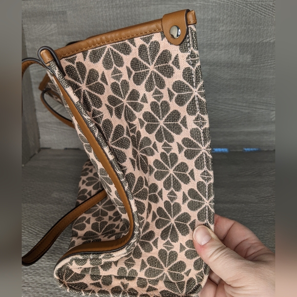 Kate Spade Flower Jacquard Market Medium Tote, Pink and Brown - Picture 4 of 10